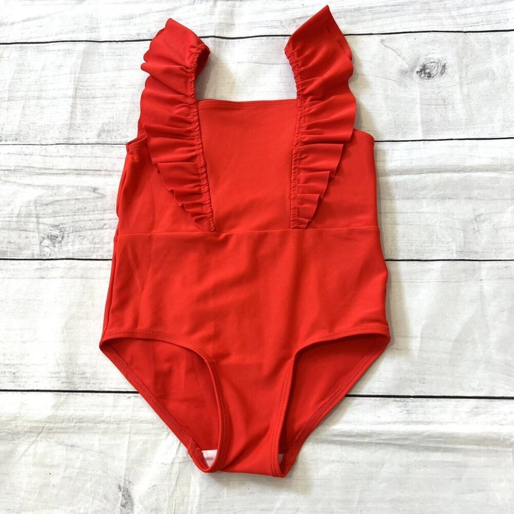 H&M Red Flounced-Trimmed Swimsuit